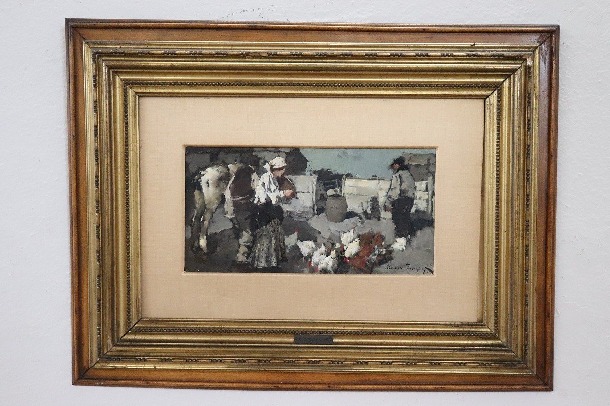 Oil Painting On Cardboard, Framed-photo-1
