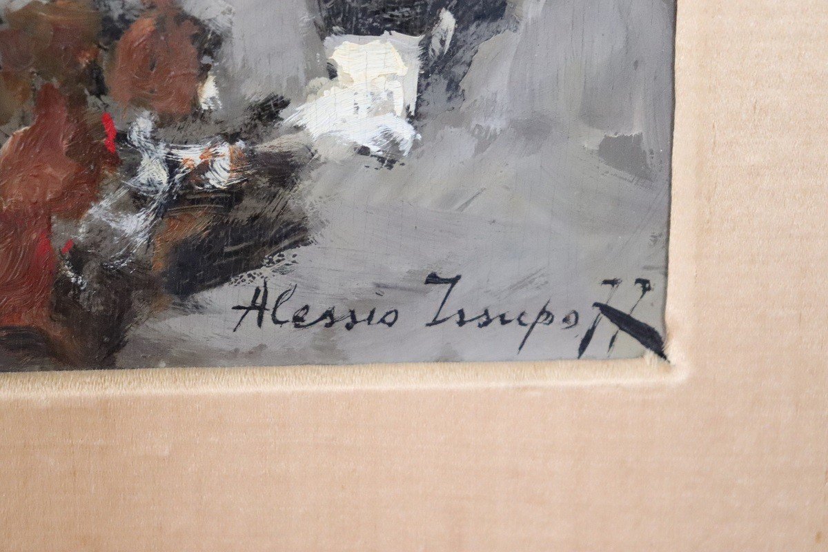 Oil Painting On Cardboard, Framed-photo-3
