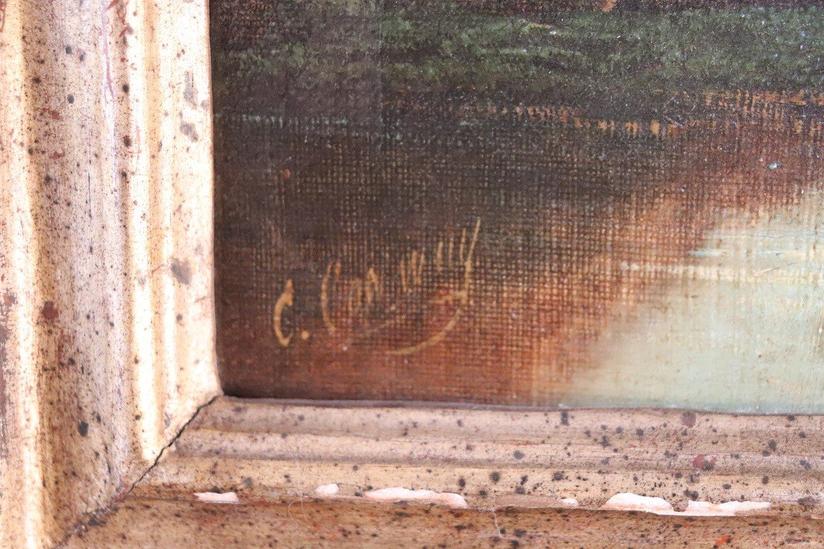 Paysage Anglais, Peinture à l'Huile Sur Toile, 19ème Siècle-photo-2