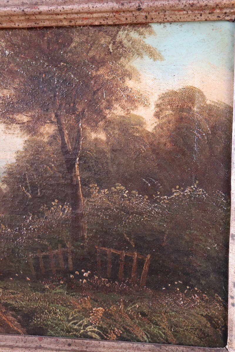 Paysage Anglais, Peinture à l'Huile Sur Toile, 19ème Siècle-photo-2