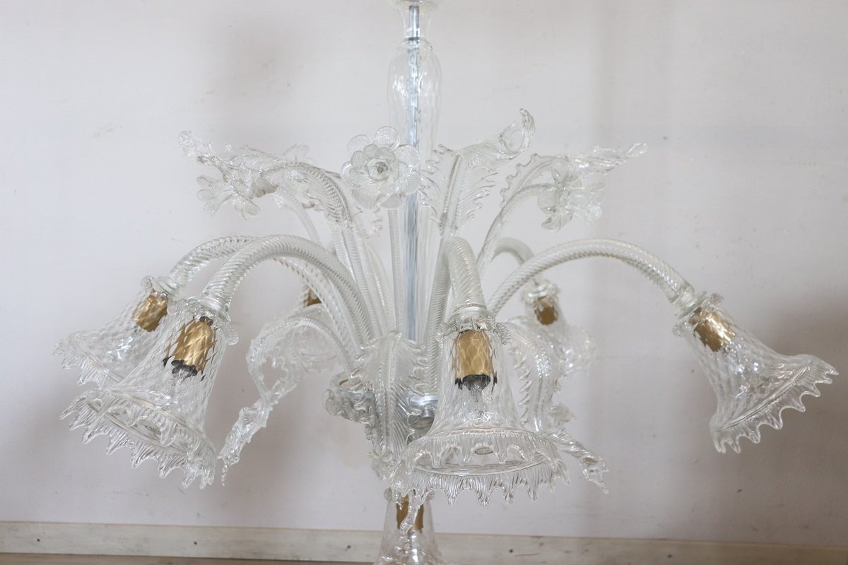 Lustre En Verre De Murano Transparent, 1980s-photo-2