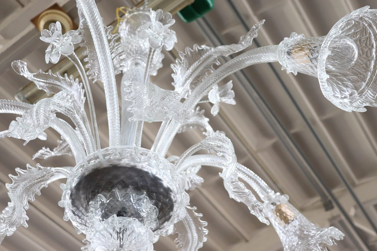 Lustre En Verre De Murano Transparent, 1980s-photo-6