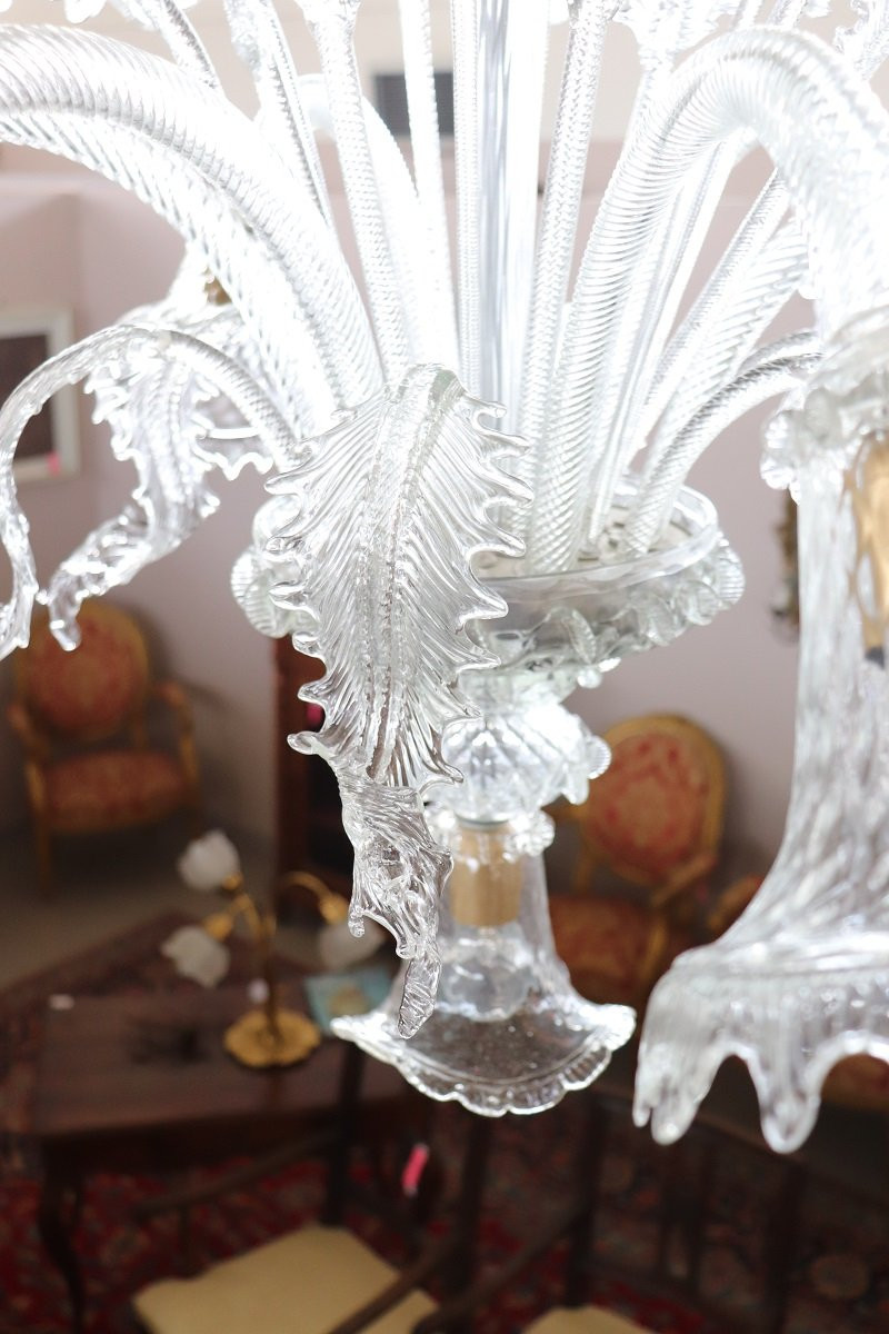 Lustre En Verre De Murano Transparent, 1980s-photo-7