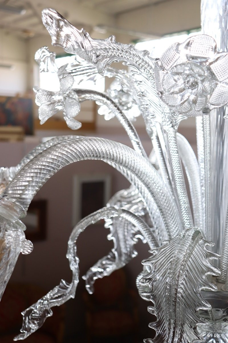 Lustre En Verre De Murano Transparent, 1980s-photo-8