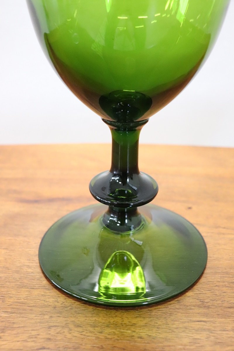 Italian Vase In Green Art Glass, 1960s-photo-3
