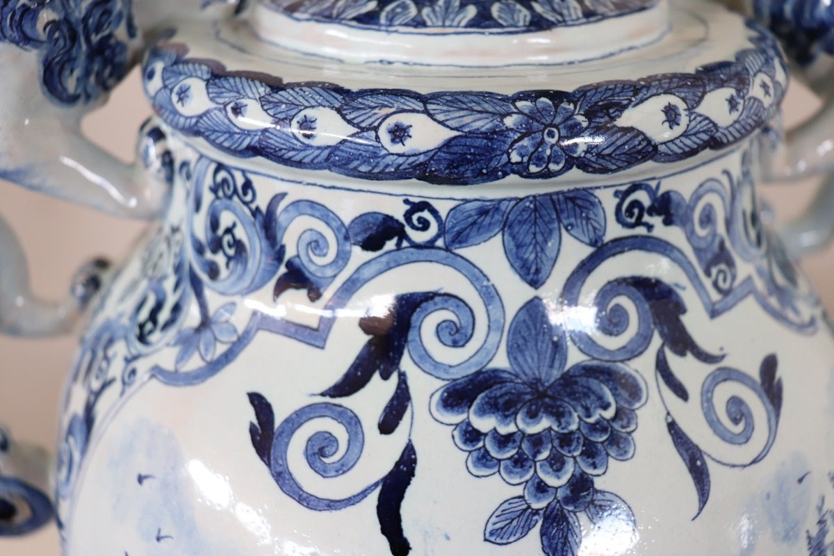 Vase En Majolique Avec Décorations De Lions, 19ème Siècle-photo-8