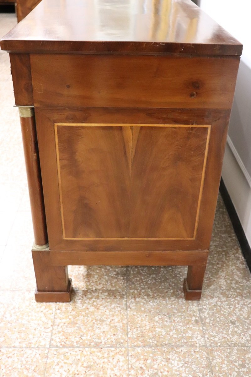 Antique Chest Of Drawers In Walnut And Gilded Bronze-photo-3