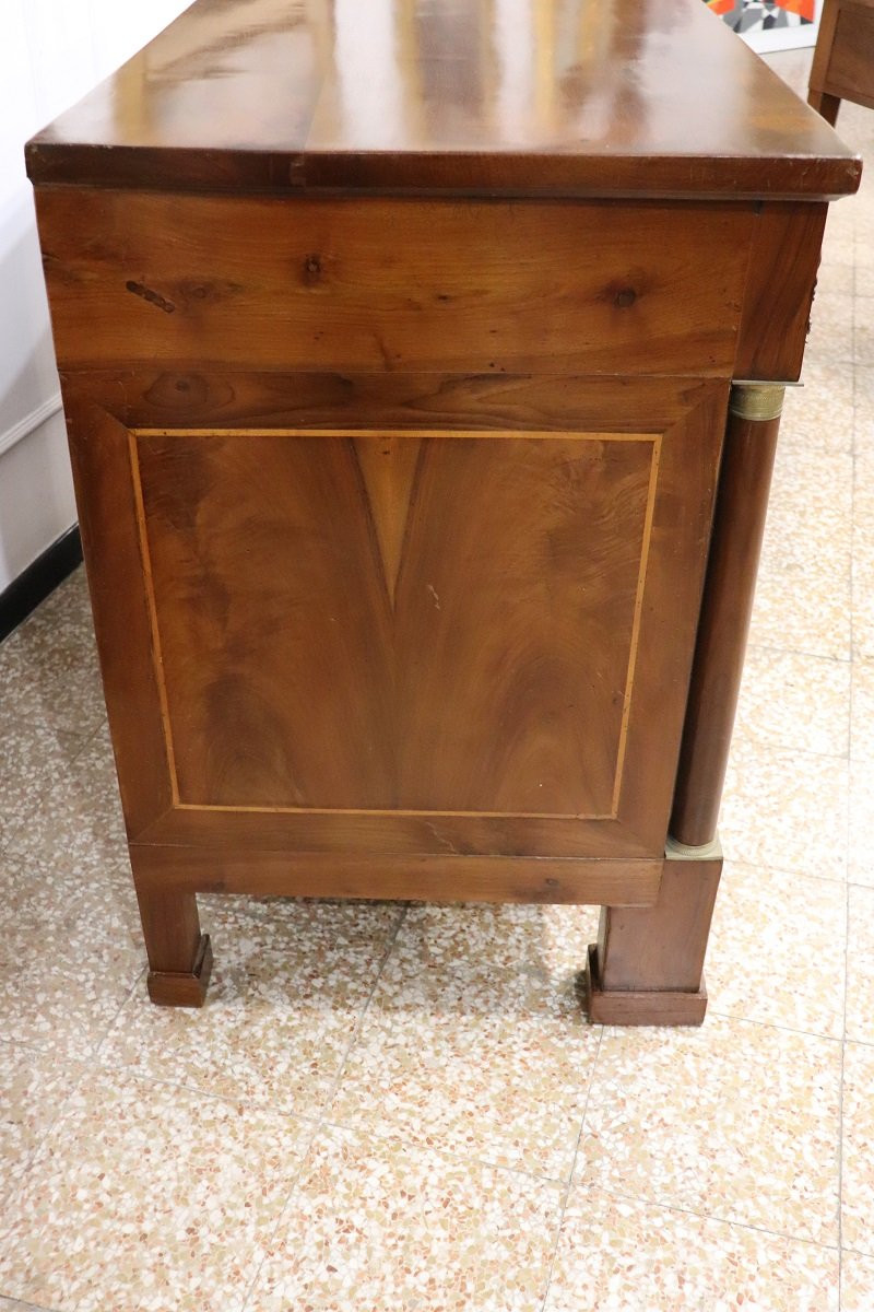 Antique Chest Of Drawers In Walnut And Gilded Bronze-photo-4