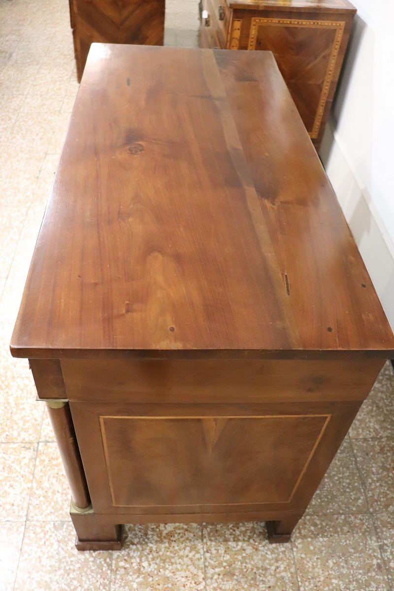 Antique Chest Of Drawers In Walnut And Gilded Bronze-photo-2