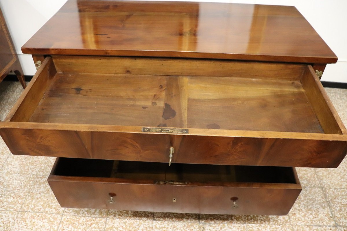 Antique Chest Of Drawers In Walnut And Gilded Bronze-photo-5