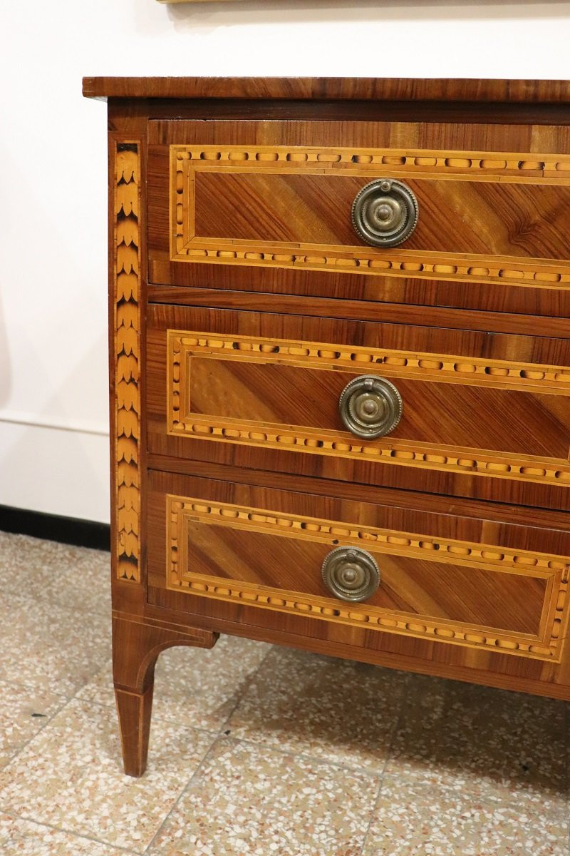 Antique Chest Of Drawers In Inlaid Walnut, 18th Century-photo-2