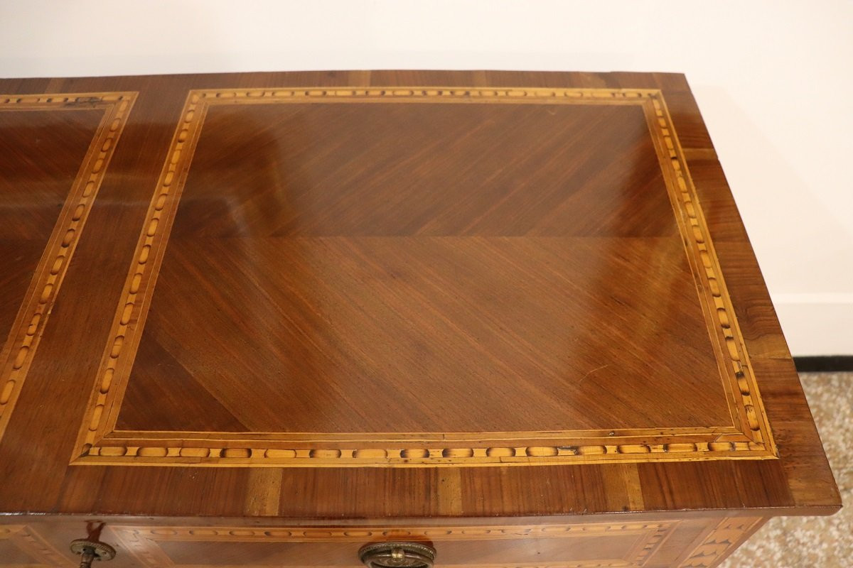 Antique Chest Of Drawers In Inlaid Walnut, 18th Century-photo-3