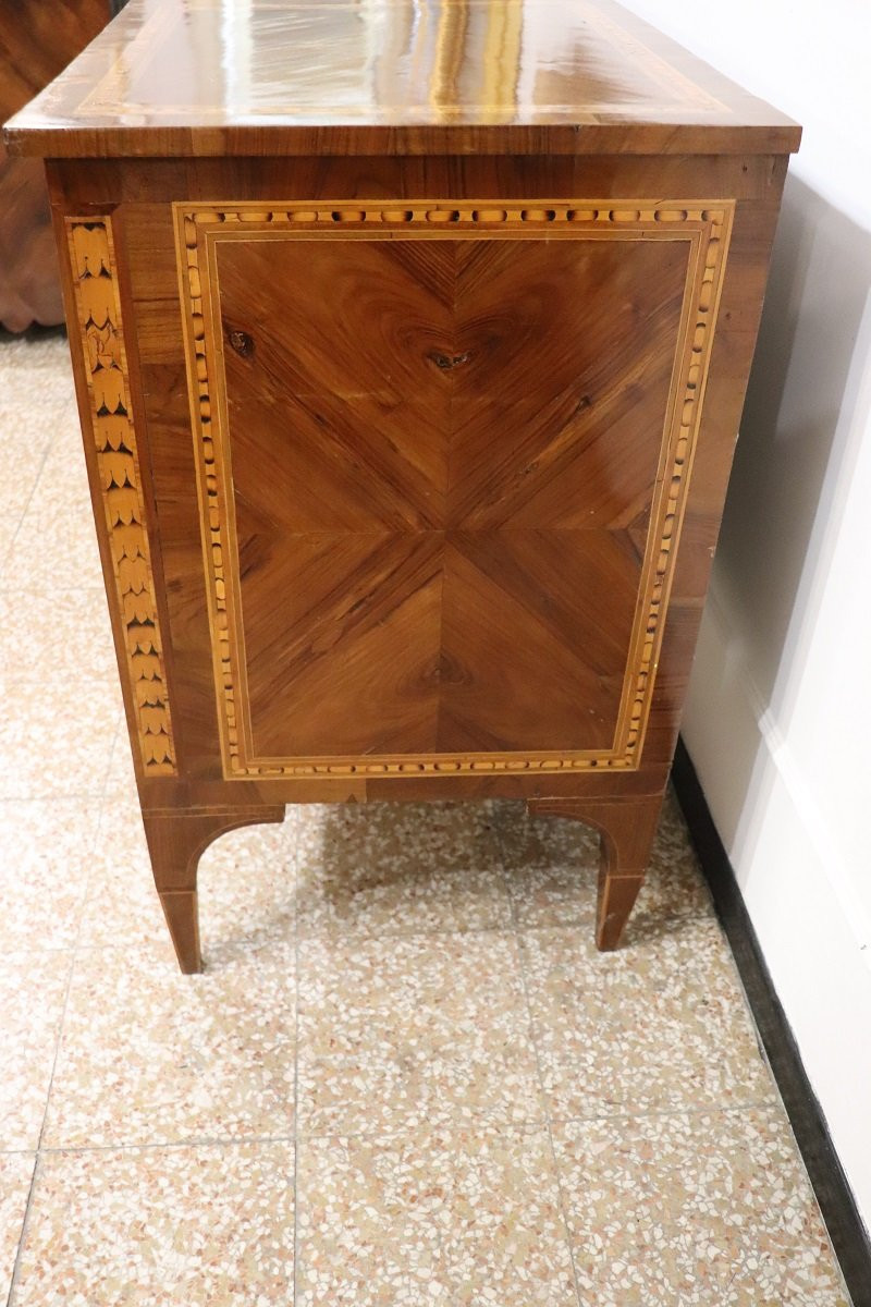 Antique Chest Of Drawers In Inlaid Walnut, 18th Century-photo-4