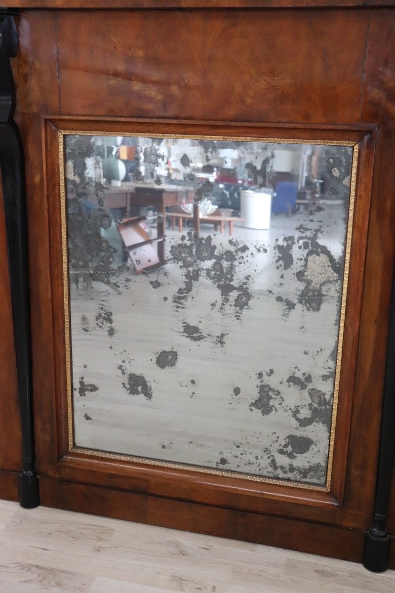 Early 19th Century Wall Mirror In Walnut Wood-photo-3