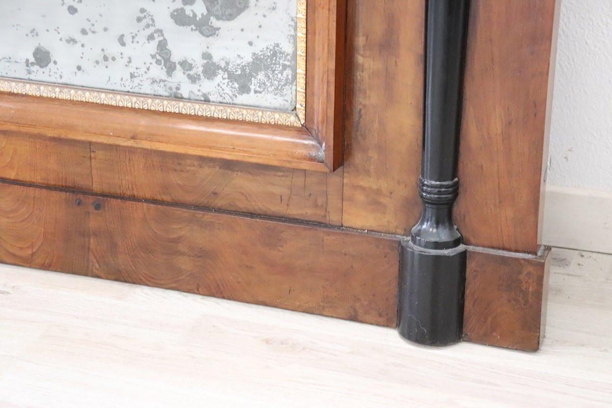 Early 19th Century Wall Mirror In Walnut Wood-photo-4