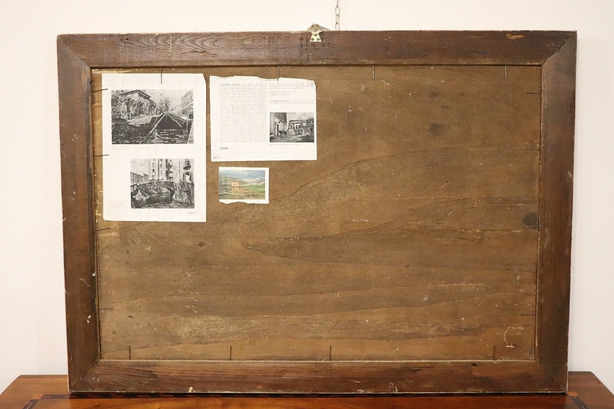 Paysage italien de vallée montagneuse, peinture à l'huile signée, 20e siècle-photo-7