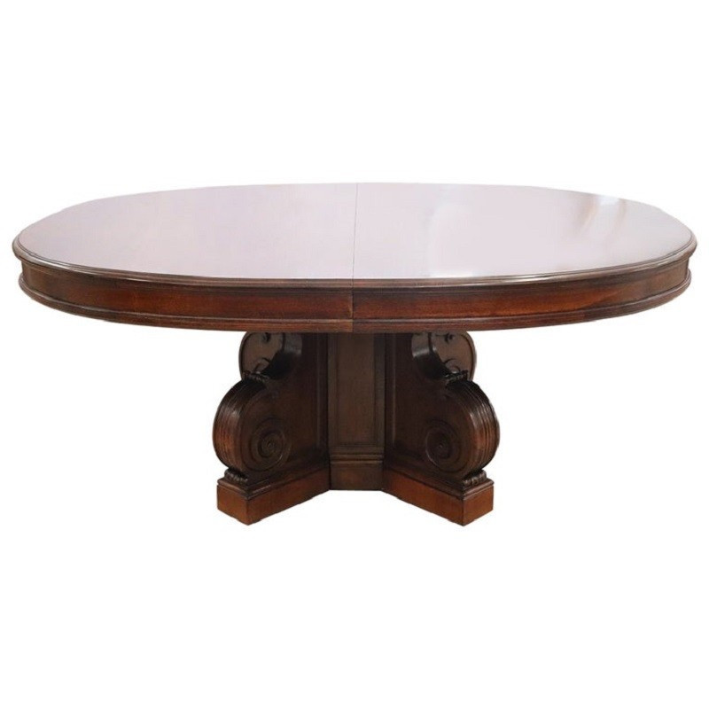 Table à manger ovale à rallonge en noyer du 19e siècle, longueur Mt 7.80