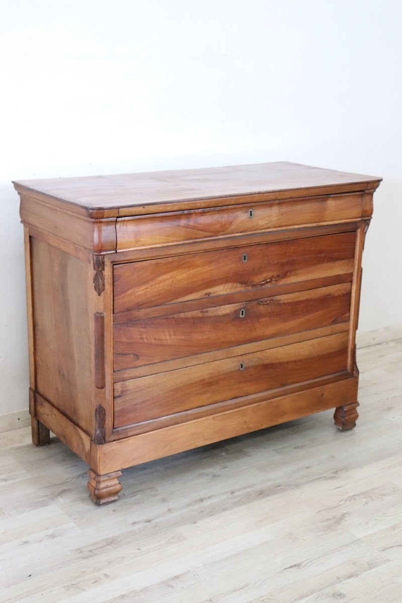 Antique Chest Of Drawers In Solid Walnut, Italy 19th Century-photo-2