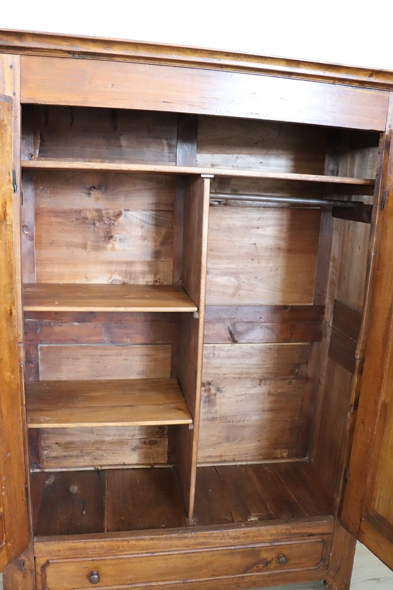 Antique Wardrobe In Solid Poplar Wood, Italy 19th Century-photo-4
