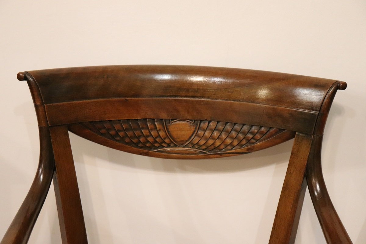 Antique Walnut And Vienna Sraw Armchairs, Set Of 2-photo-4