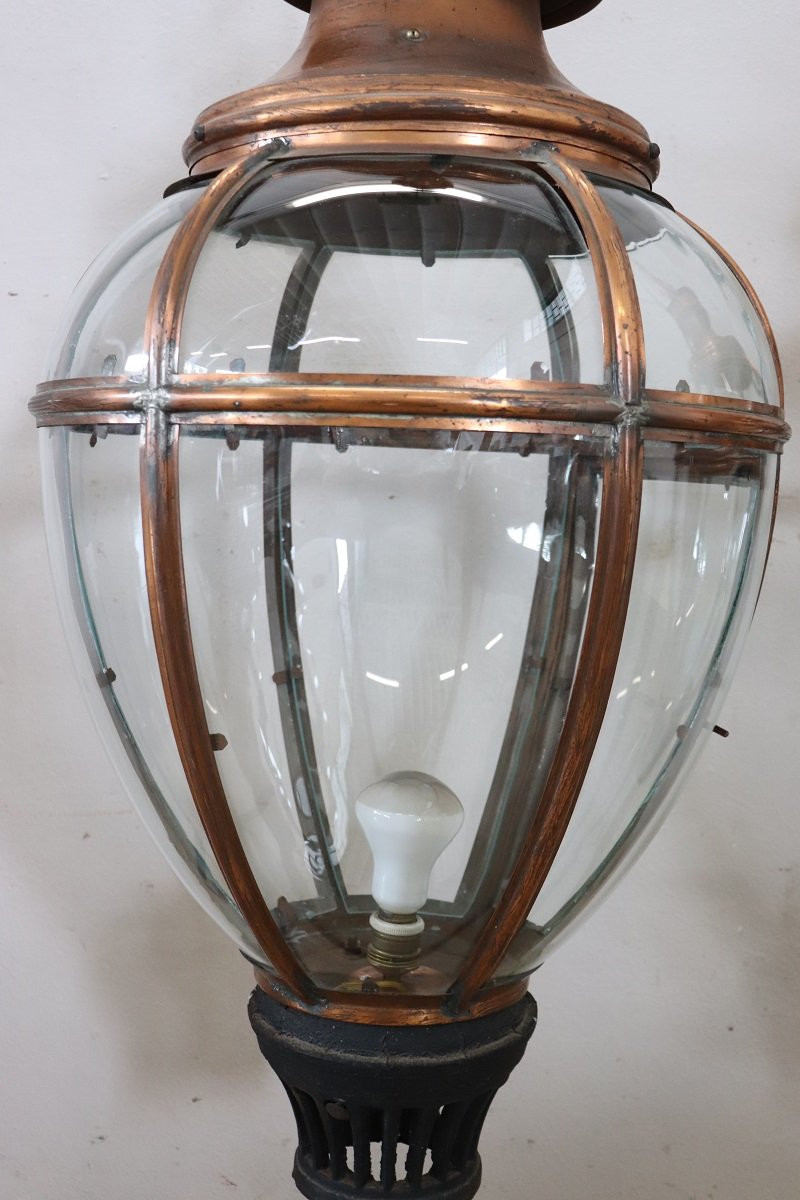 Large Vintage Copper And Glass Lanterns-photo-2