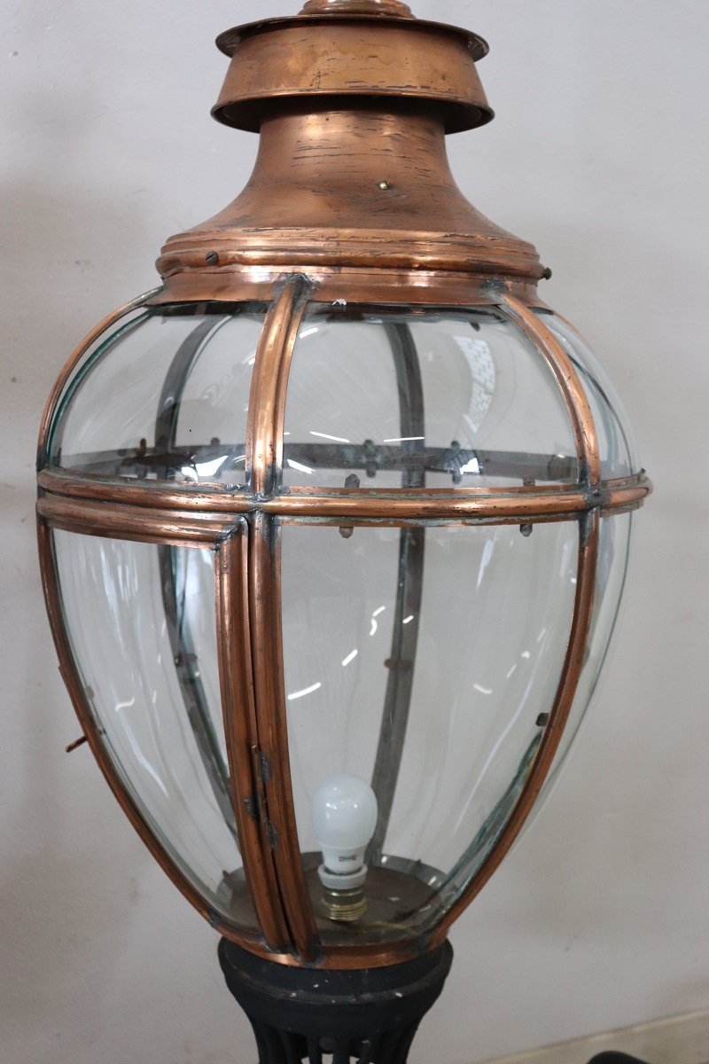 Large Vintage Copper And Glass Lanterns-photo-5