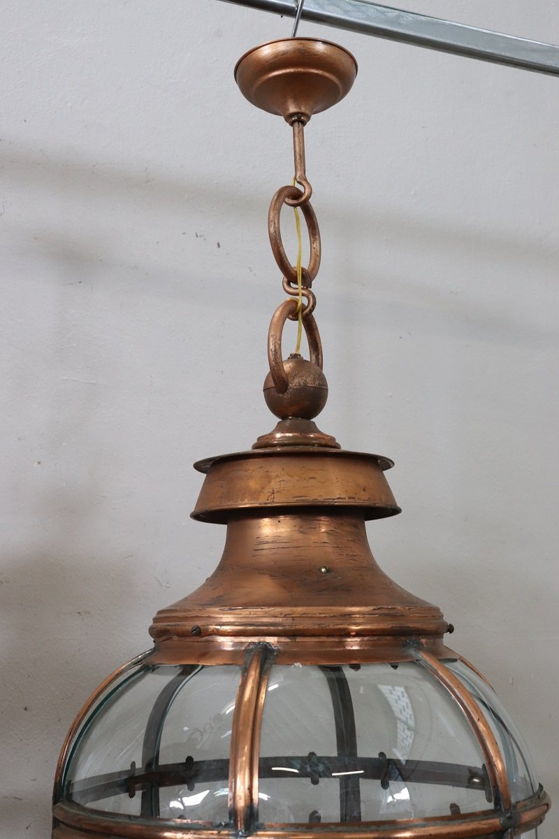 Large Vintage Copper And Glass Lanterns-photo-6