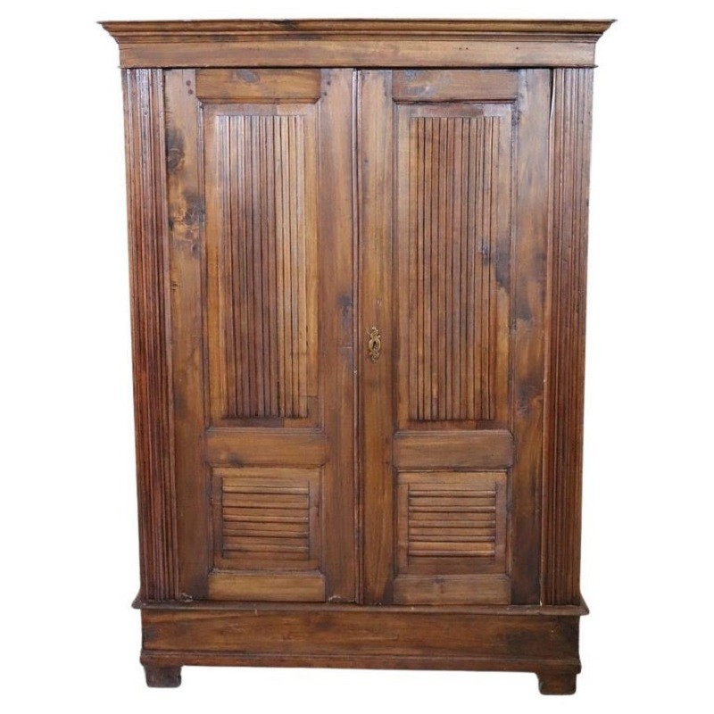Small Antique Wardrobe In Poplar Wood