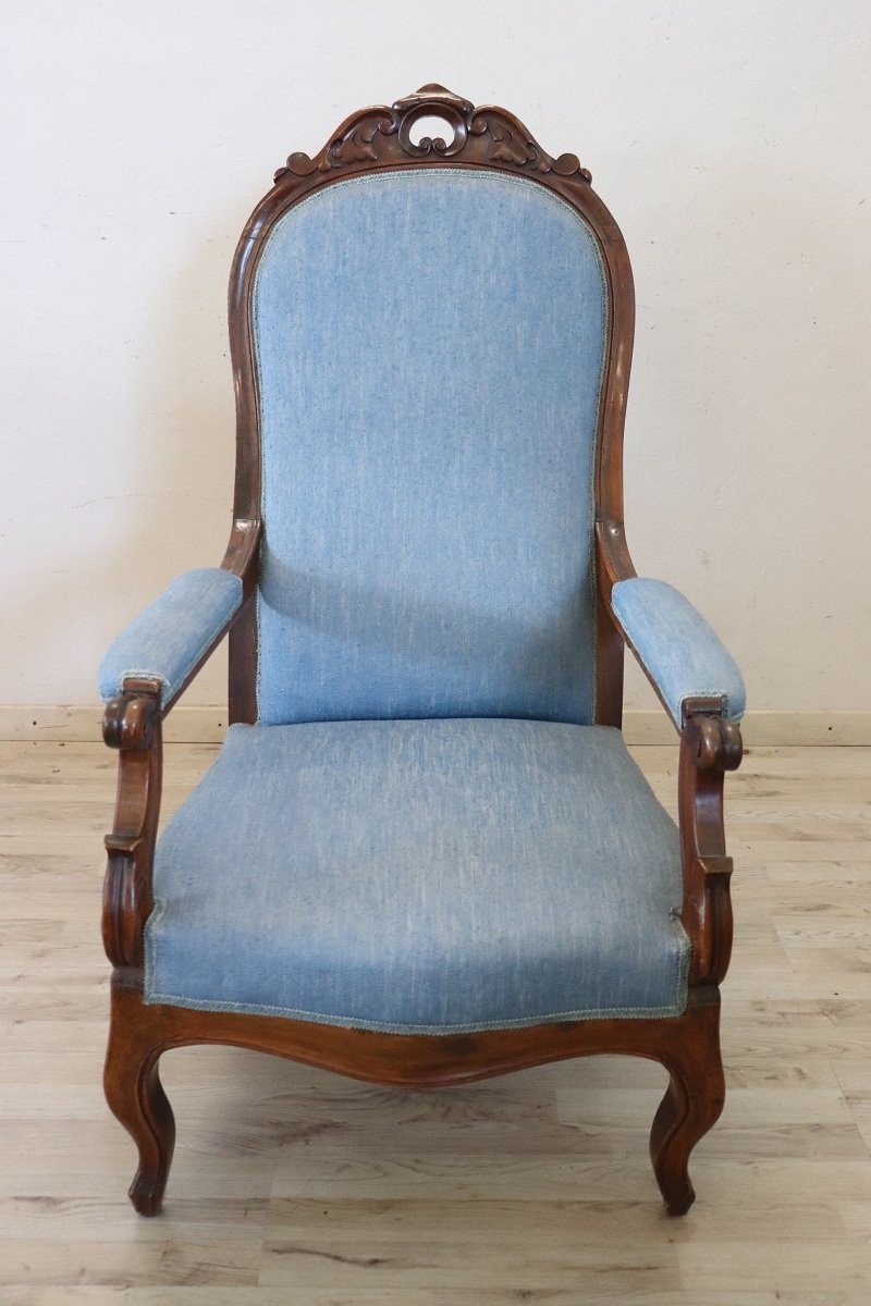 Antique Walnut Armchair, Mid-19th Century-photo-1