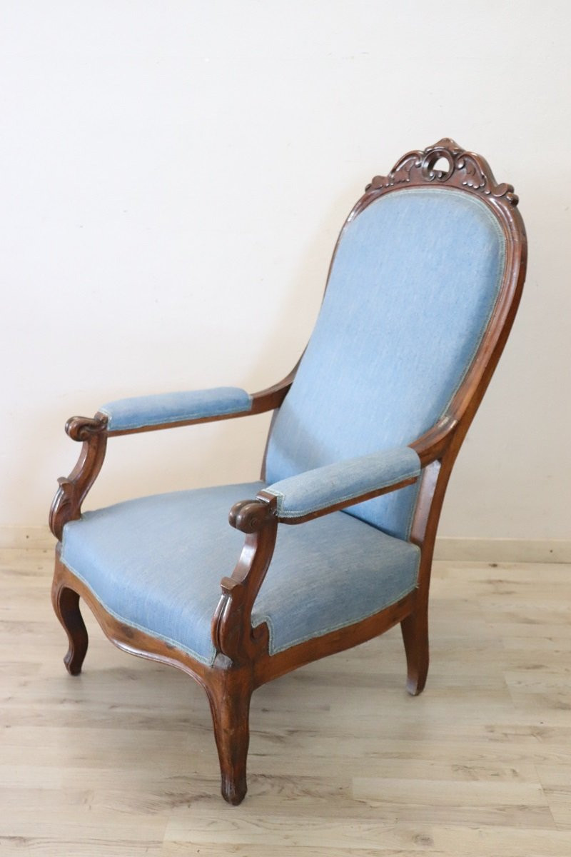 Antique Walnut Armchair, Mid-19th Century-photo-2