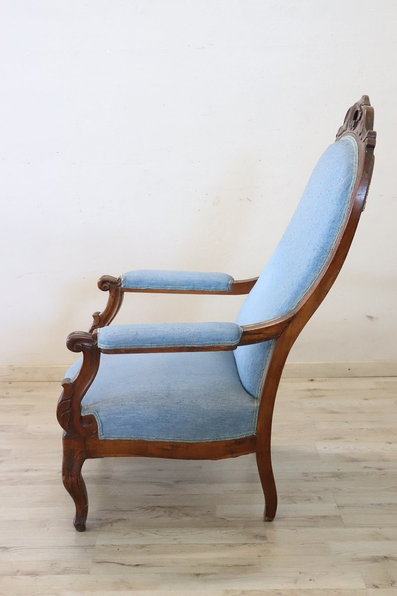 Antique Walnut Armchair, Mid-19th Century-photo-3