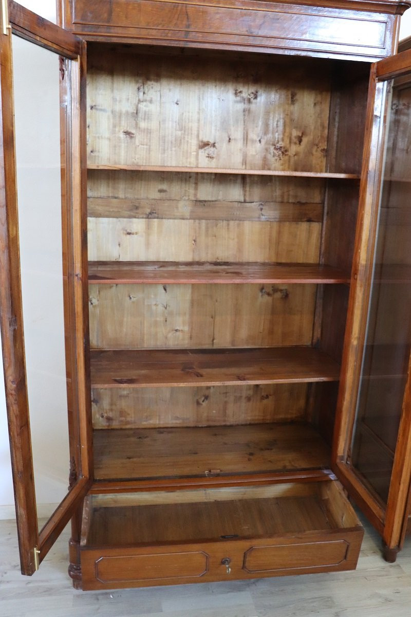 Ensemble de 2 bibliothèques en noyer, Italie 19ème siècle-photo-2