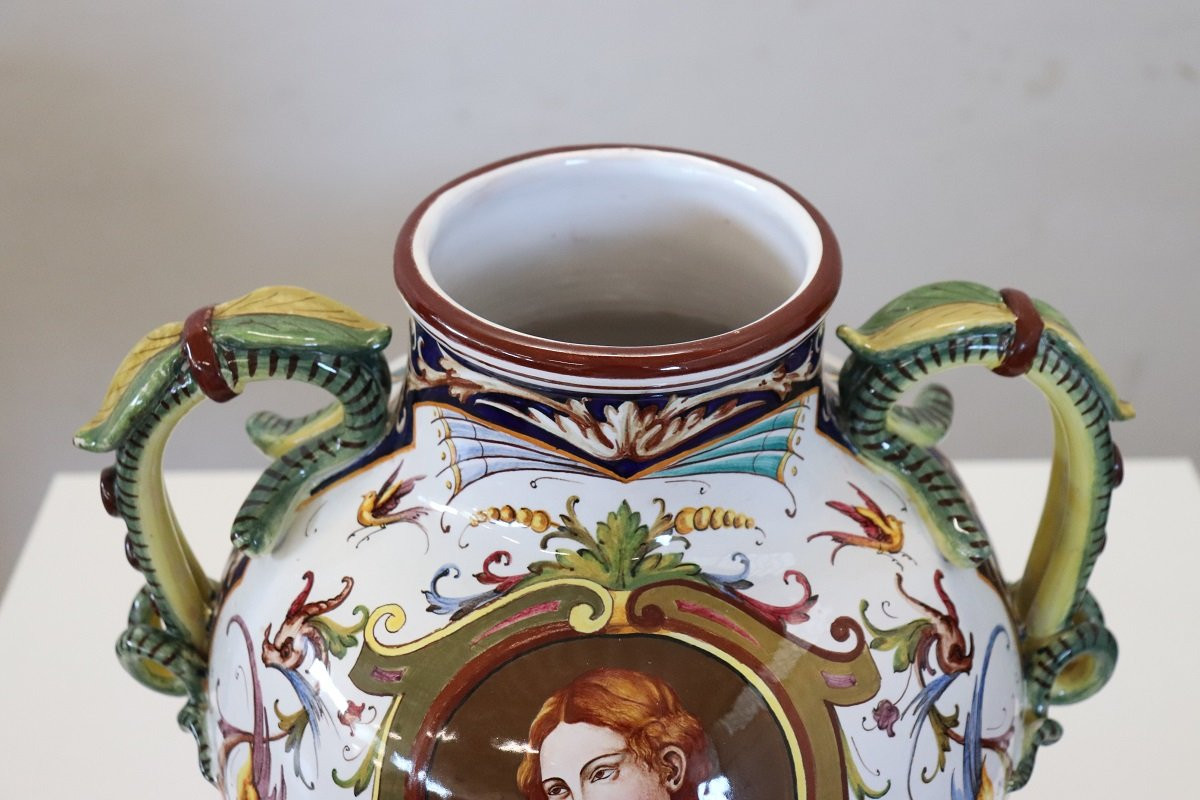 Ceramic Vase With Classical Decor From Faenza, Italy, 1950s-photo-3