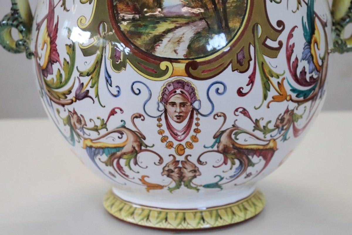Ceramic Vase With Classical Decor From Faenza, Italy, 1950s-photo-5