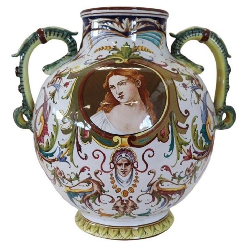 Ceramic Vase With Classical Decor From Faenza, Italy, 1950s