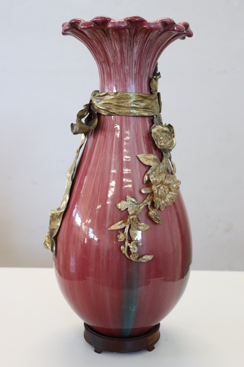 Vase antique en céramique et bronze, France Fin du 19e siècle-photo-4