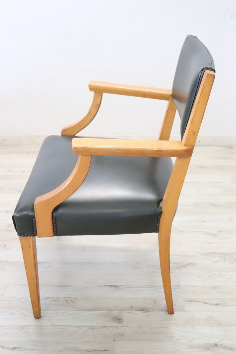 Desk Armchair In Oak And Faux Leather-photo-4