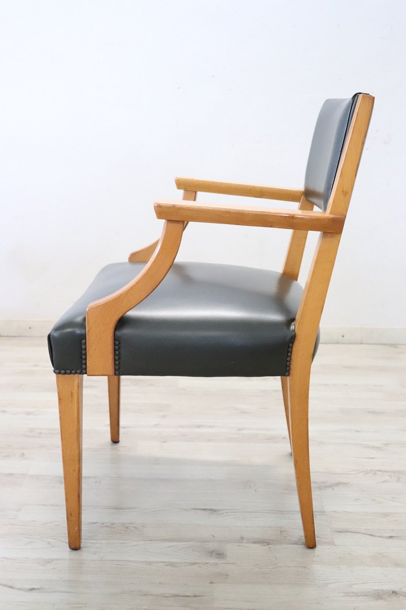 Desk Armchair In Oak And Faux Leather-photo-1