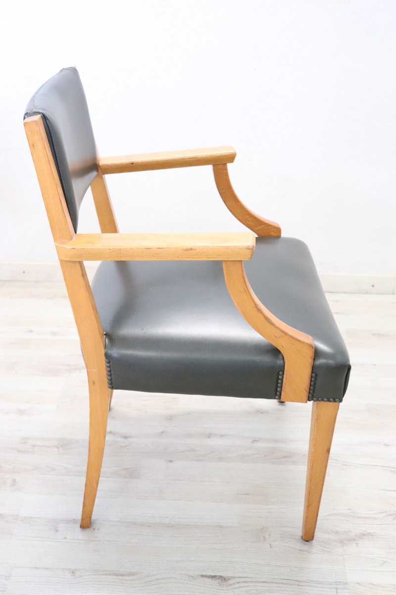 Desk Armchair In Oak And Faux Leather-photo-3