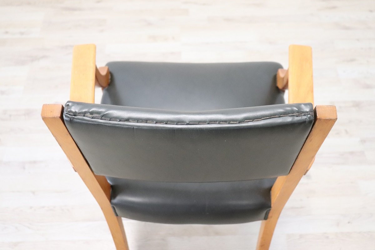 Desk Armchair In Oak And Faux Leather-photo-6