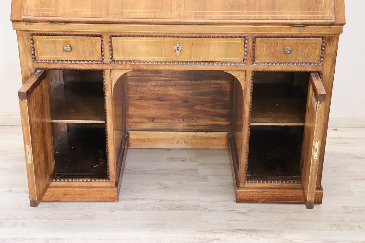 Bureau ancien en noyer, Italie 19ème siècle PRIX SPÉCIAL PROANTIC-photo-4