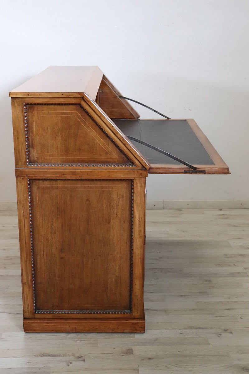 Bureau ancien en noyer, Italie 19ème siècle PRIX SPÉCIAL PROANTIC-photo-8