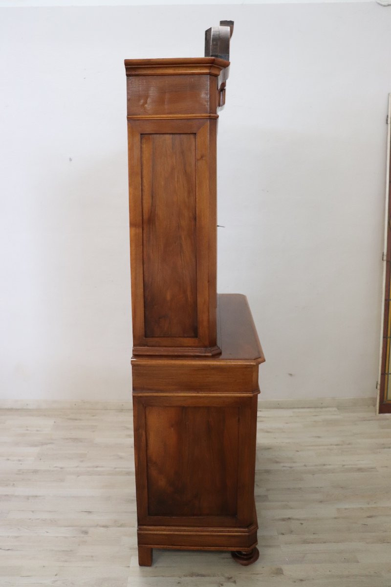 Antique Sideboard In Walnut Veener, Italy Late 19th Century-photo-8