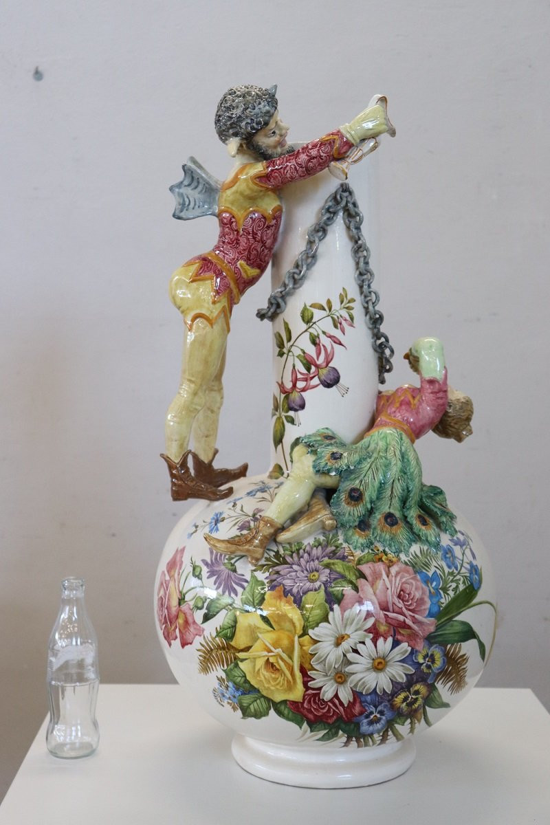 Majestic Ceramic Vase, Italy Early 20th Century-photo-2