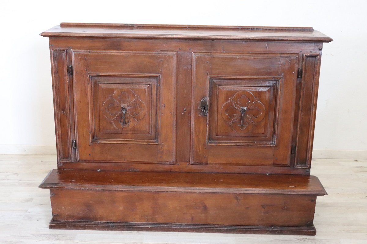 Antique Kneeler In Walnut, Italy 18th Century-photo-2