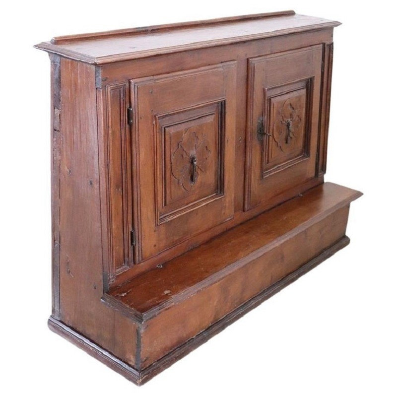Antique Kneeler In Walnut, Italy 18th Century