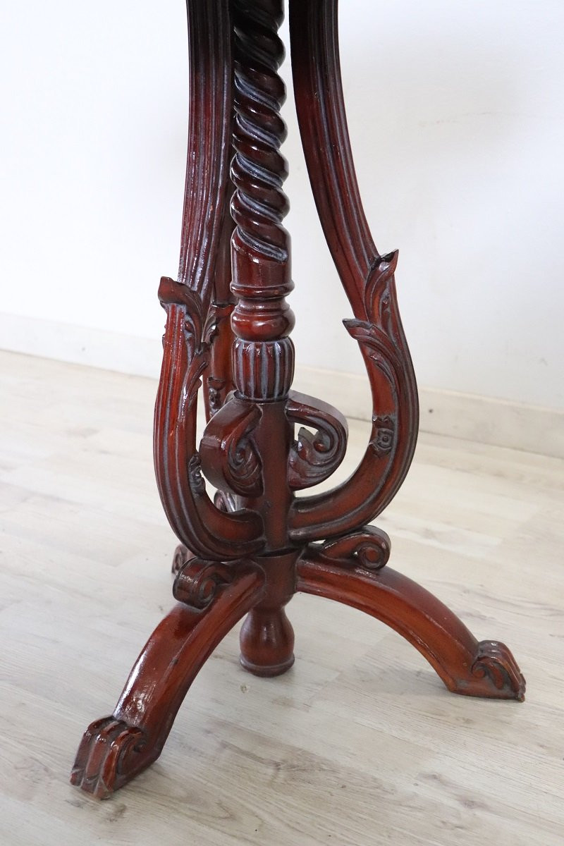 Side Table In Beech Wood With Marble Top-photo-2
