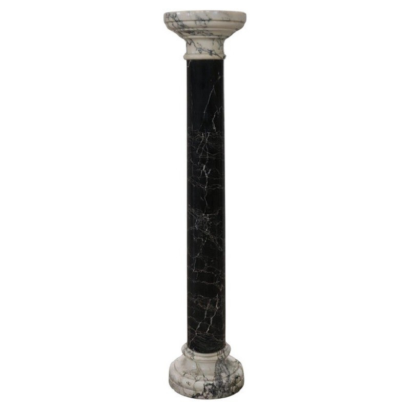Colonne antique en marbre noir et blanc, Italie fin du 19ème siècle