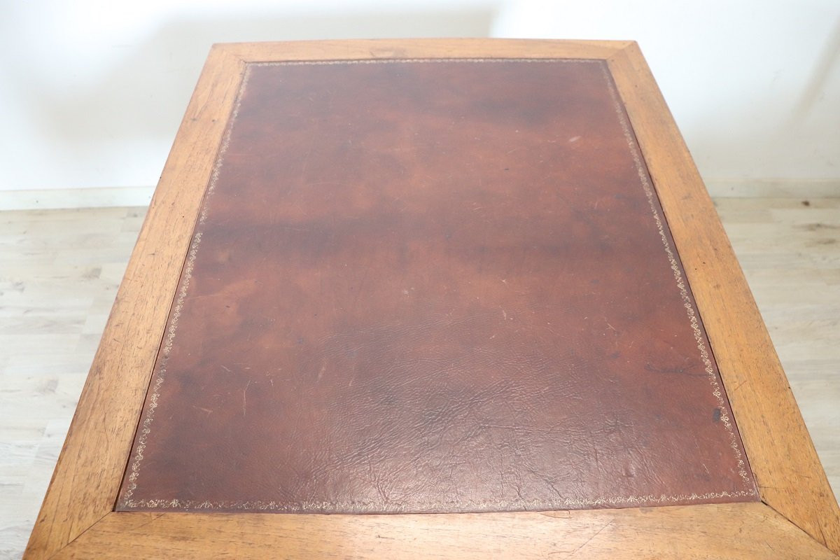 Bureau ancien en noyer, Italie Milieu du 19ème siècle-photo-1