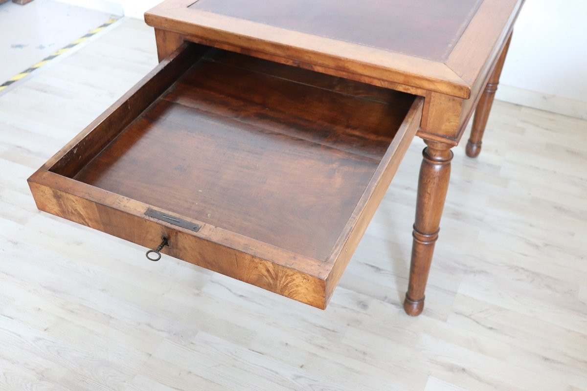 Bureau ancien en noyer, Italie Milieu du 19ème siècle-photo-4